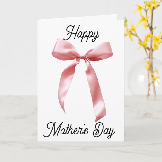 Rosa Coquette Bow Happy Mother Day Karte (Gelbe Blume)