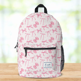Rosa Coquette Bow Individuelle Name Bedruckter Rucksack