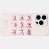 Rosa Coquette Bow Individuelle Name Case-Mate iPhone Hülle (Rückseite (Horizontal))