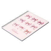 Rosa Coquette Bow Individuelle Name Notizblock (Linke Seite)