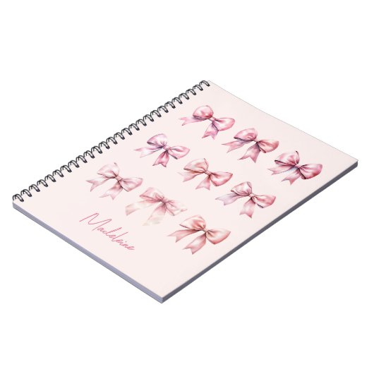 Rosa Coquette Bow Individuelle Name Notizblock (Linke Seite)