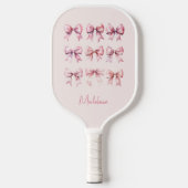 Rosa Coquette Bow Individuelle Name Pickleball Schläger (Vorderseite)