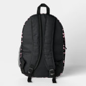 Rosa Coquette Bow Individuelle Name Schwarz Bedruckter Rucksack (Rückseite)