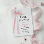 Rosa Coquette Bow Kinderdusche Einladung