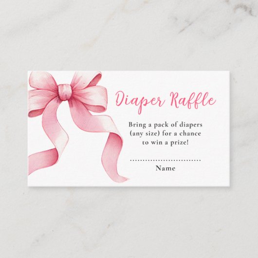 Rosa Coquette Bow Kinderdusche Windelwindeln Begleitkarte (Vorderseite)