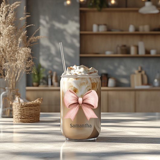 Rosa Coquette Bow mit Name Dosenglas