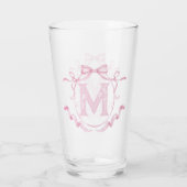 Rosa Coquette Bow Monogram Bar Glas (Rückseite)