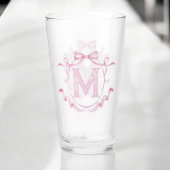 Rosa Coquette Bow Monogram Bar Glas