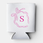 Rosa Coquette Bow Monogramm Dosenkühler (Vorderseite)