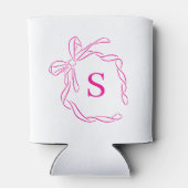 Rosa Coquette Bow Monogramm Dosenkühler (Rückseite)