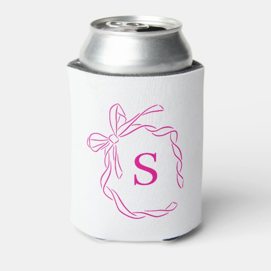 Rosa Coquette Bow Monogramm Dosenkühler (Kanne Rückseite)