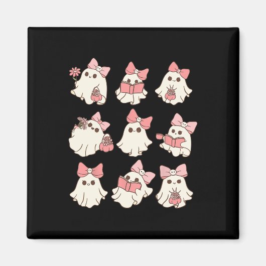 Rosa Coquette Bow Niedlich Ghost Halloween Spooky  Magnet (Vorne)