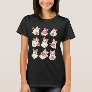 Rosa Coquette Bow Niedlich Ghost Halloween Spooky  T-Shirt