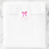Rosa Coquette Bow Niedlich Personalisiertes Geburt Runder Aufkleber (Tasche)