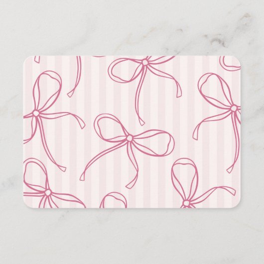 Rosa Coquette Bow Pastel Kinderdusche Windelwindel Begleitkarte (Rückseite)