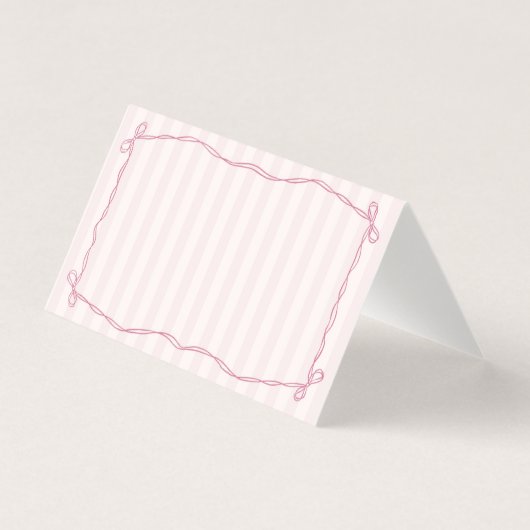 Rosa Coquette Bow Pastel Platzkarte Tischdekor (Vorderseite)