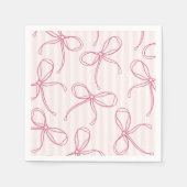 Rosa Coquette Bow Pastel Streifen Tischdekor Serviette (Vorderseite)