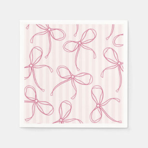 Rosa Coquette Bow Pastel Streifen Tischdekor Serviette