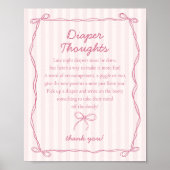 Rosa Coquette Bow Pastel Windeln Gedanken Dusche Poster (Vorne)