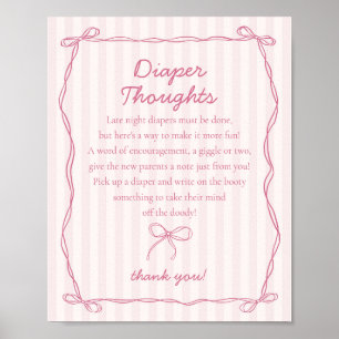 Rosa Coquette Bow Pastel Windeln Gedanken Dusche Poster