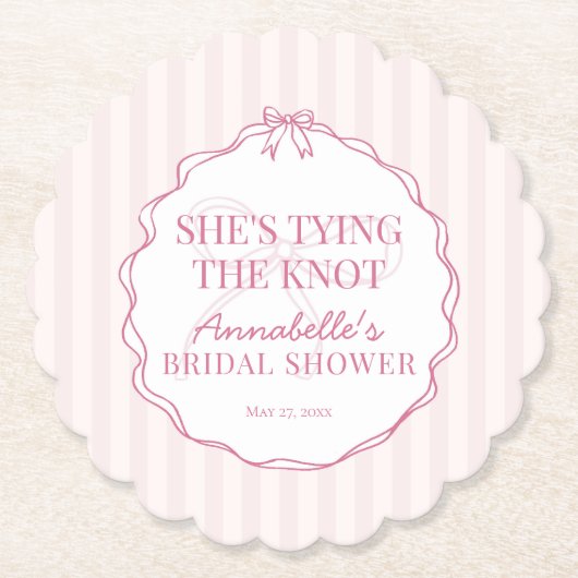 Rosa Coquette Bow Pastell Brautparty Brunch Untersetzer (Vorderseite)