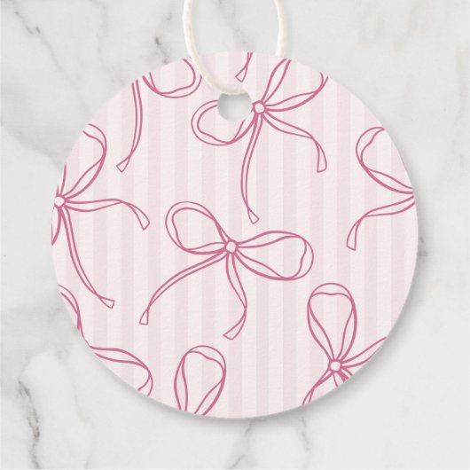Rosa Coquette Bow Pastell Streifen Brautparty Geschenkanhänger (Rückseite)