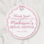 Rosa Coquette Bow Pastell Streifen Brautparty Geschenkanhänger (Vorderseite)