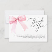 Rosa Coquette Bow Polterabend Dankeskarte (Vorderseite)