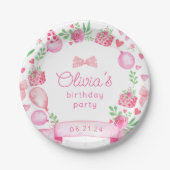 Rosa Coquette Bow Preppy Girl Geburtstag Pappteller (Vorderseite)