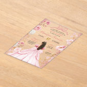 Rosa Coquette Bow Princess Quinceanera Acryleinladungen (Ablage )