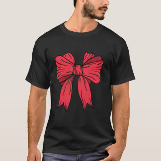 Rosa Coquette Bow Red Hearts Mädchen Frauen T-Shirt
