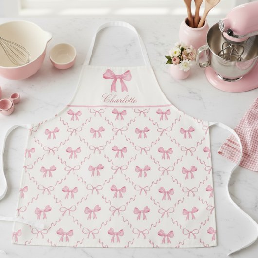 Rosa Coquette Bow-Schürze Schürze