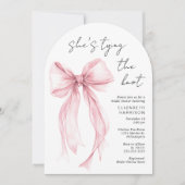 Rosa Coquette Bow Wasserfarbe Brautparty Einladung (Vorderseite)