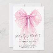 Rosa Coquette Bow Wasserfarbe Brautparty Einladung (Vorderseite)