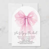 Rosa Coquette Bow Wasserfarbe Brautparty Einladung (Vorderseite)