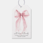 Rosa Coquette Bow Wasserfarbe Brautparty Geschenkanhänger (Vorderseite)