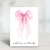 Rosa Coquette Bow Watercolor Girl Dusche Dankeskarte