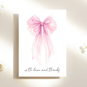 Rosa Coquette Bow Watercolor Girl Dusche Dankeskarte
