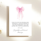 Rosa Coquette Bow Watercolor Girl Dusche Dankeskarte