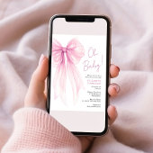 Rosa Coquette Bow Watercolor Girl Dusche Einladung