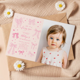 Rosa Coquette Bows Extravagant EIN Geburtstagspart Einladung