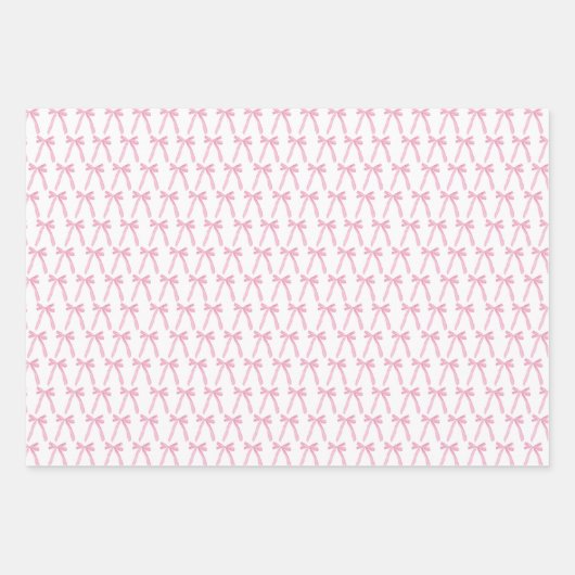 Rosa Coquette Bows Galentine Ribbbons Geschenkpapier Set (Vorderseite)