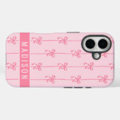 Rosa Coquette Bows Moderner Personalisierter Name  Case-Mate iPhone Hülle (Rückseite (Horizontal))