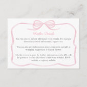 Rosa Coquette Brautparty Details QR-Code Begleitkarte (Vorderseite)