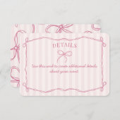 Rosa Coquette-Buchse Pastelldetails einfügen Begleitkarte (Vorne/Hinten)