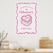 Rosa Coquette Cherry Cake Valentines Party Willkom Poster (Küche)
