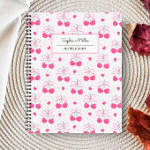Rosa Coquette Cherry mit Bogen Monogramm Notizblock