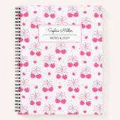 Rosa Coquette Cherry mit Bogen Monogramm Notizblock (Vorderseite)