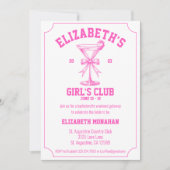 Rosa Coquette Club Bacheloretto Einladung (Vorderseite)