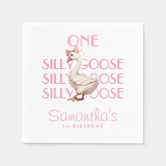 Rosa Coquette Ein Albernes GänserGirl 1. Geburtsta Serviette (Vorderseite)